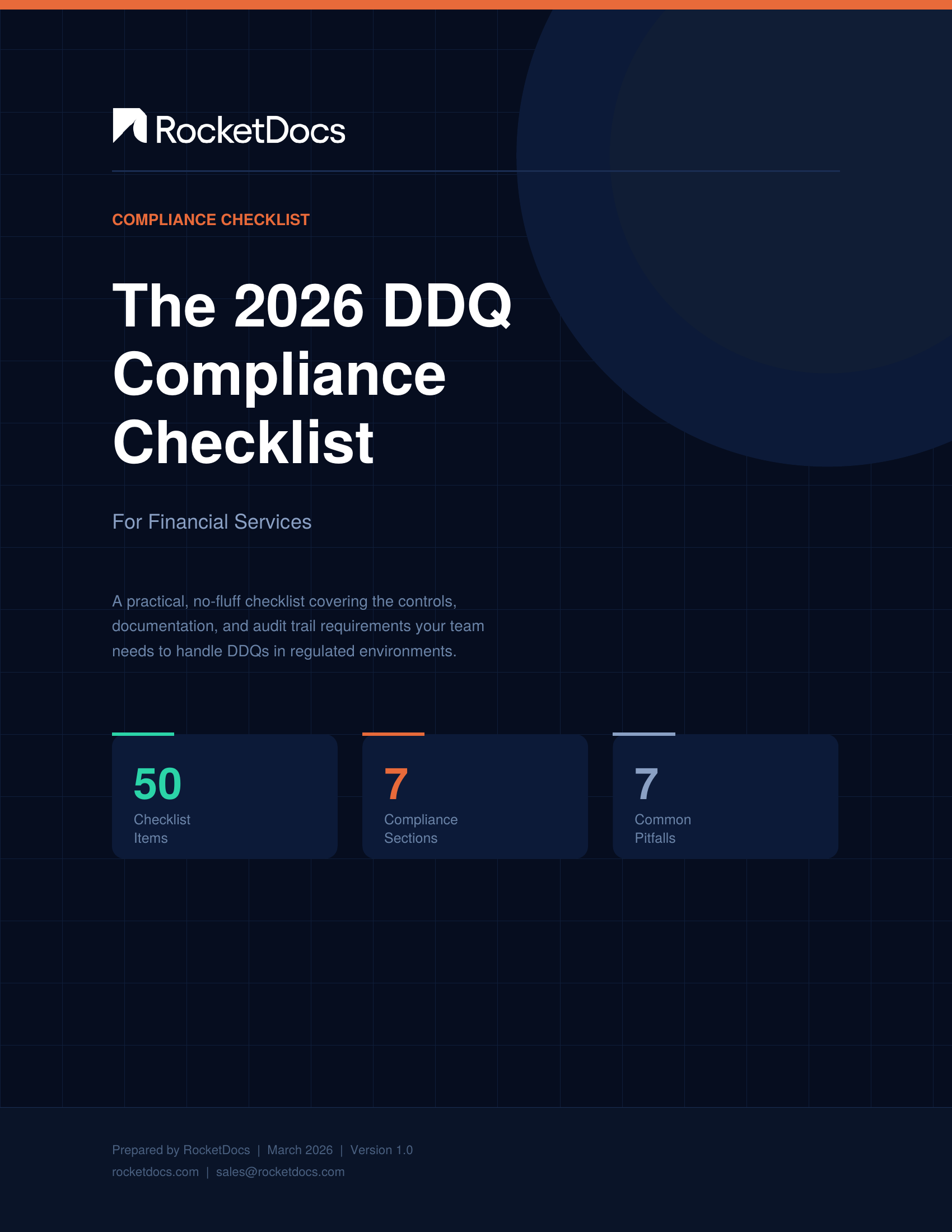 Cover of the 2026 DDQ Compliance Checklist for Financial Services