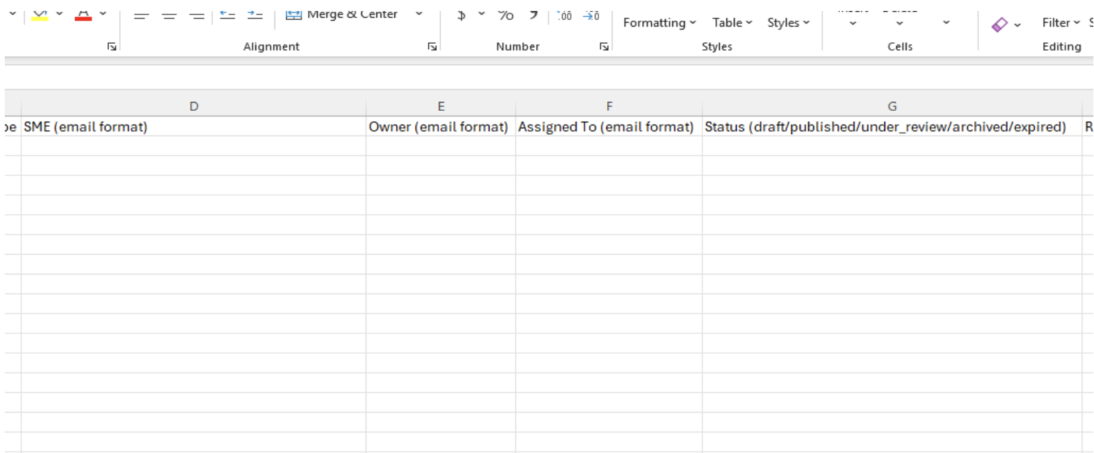 Improved Excel Content Import Template